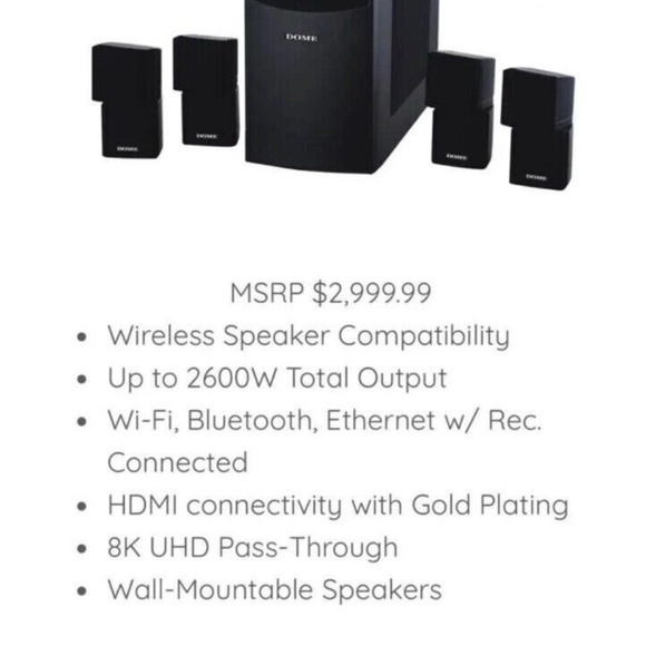 NEW Dome Flax 6 Piece 5.1.2 Home Theater Smart Surround Sound System - NIB - Picture 3 of 5